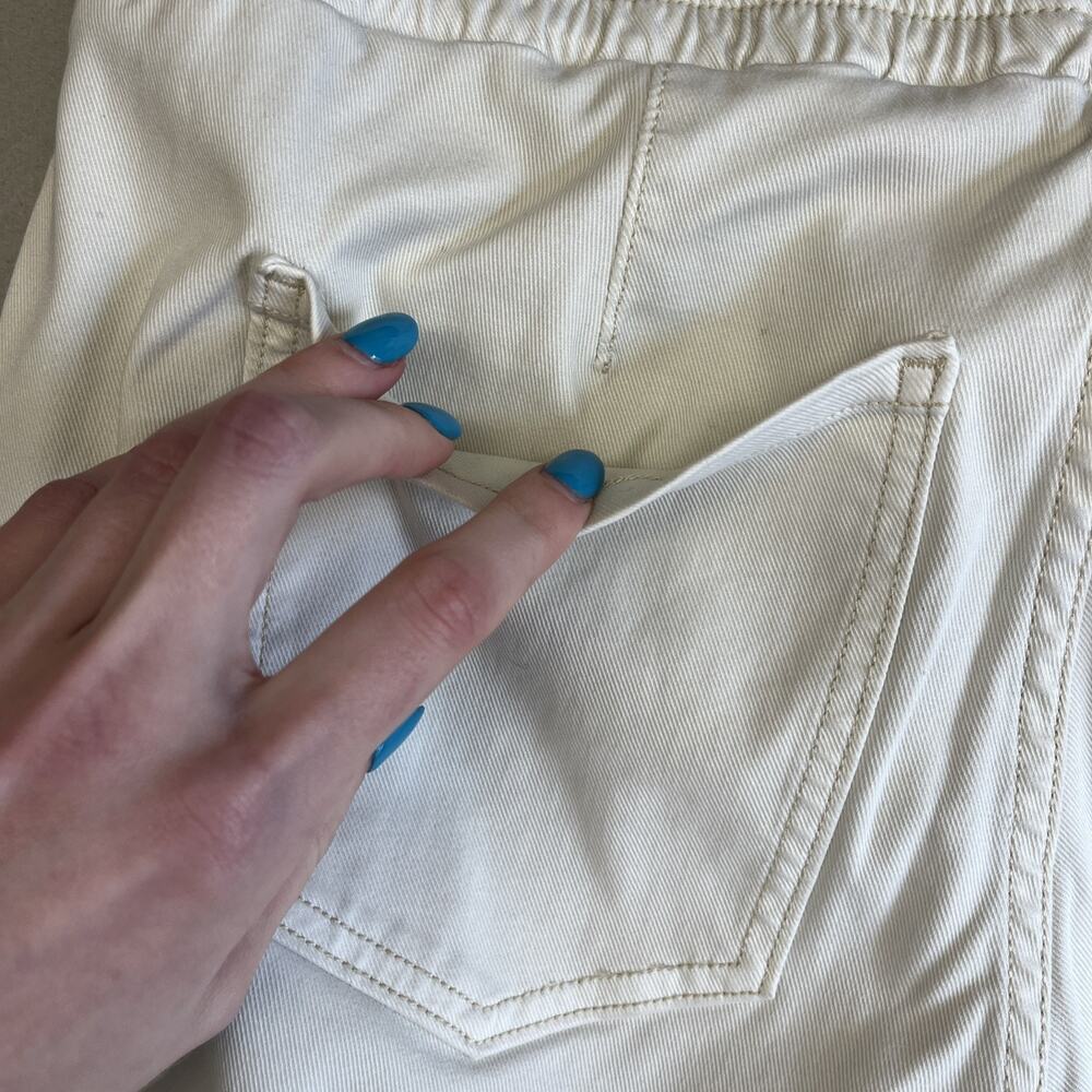 Spanx Cargo Jogger Pants Parchment Off-White Stretch Twill Womens XL - Picture 11 of 13